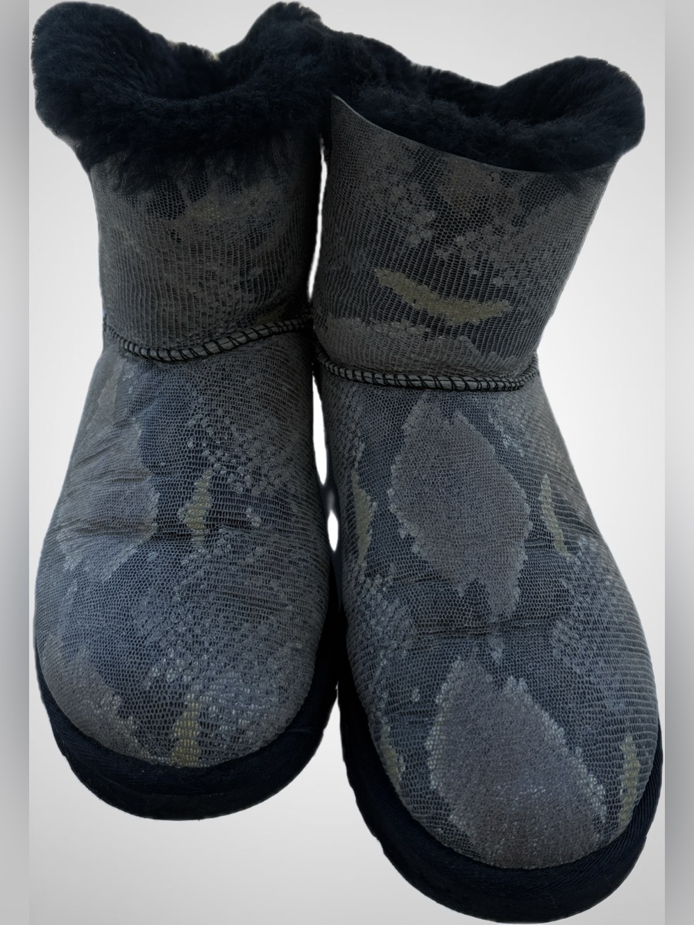 UGG Gray Patterned Shearling Cuff Short Boots - Picture 4 of 4